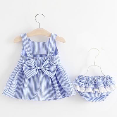 Two sets of girl baby bow strap skirt and shorts