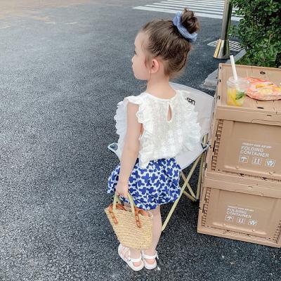 2022 New children's summer short sleeve jacket Korean style girls baby shorts two-piece set