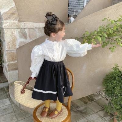 Girls spring Shirt 2022 New girls baby Western style Bubble sleeve shirt Children's fall French long sleeve shirt