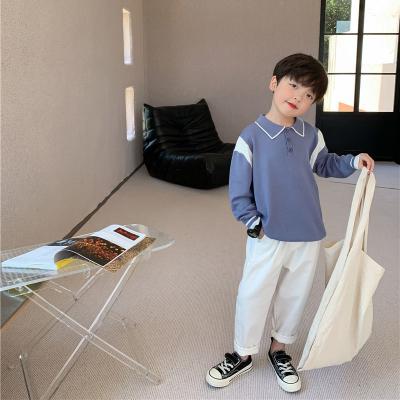 New bottom sweater children's sweater baby color lapel polo shirt trend