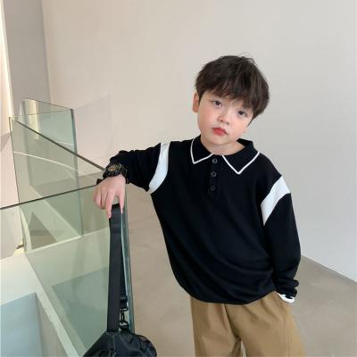 New bottom sweater children's sweater baby color lapel polo shirt trend