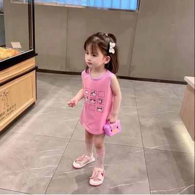 Children's sleeveless cartoon T skirt with halter belt