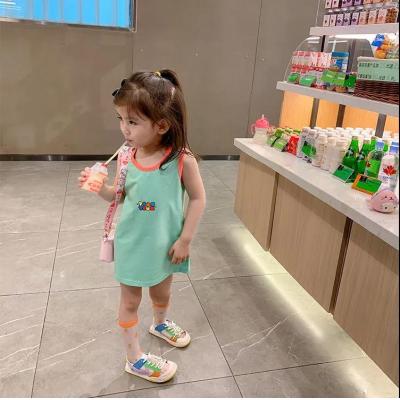 Children's sleeveless cartoon T skirt with halter belt