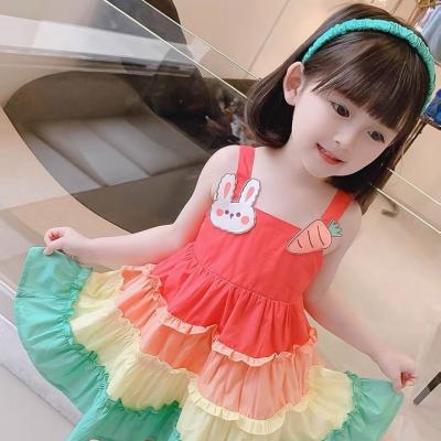 Rainbow-colored girl summer slip dress INS Wind tong baby exotic cake dress 2022 new sundress