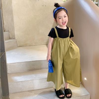 Girls Korean version of suspenders set 2022 summer dress girls baby western style suspenders wide leg pants two pieces