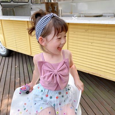 Girls' vest summer 2022 new Korean style children's sleeveless top women's thin net red bow sling