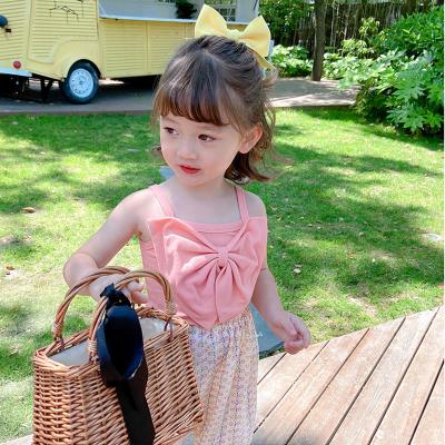 Girls' vest summer 2022 new Korean style children's sleeveless top women's thin net red bow sling