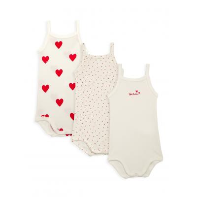 Baby Girl's 3-Pack Heart Sleeveless Bodysuit